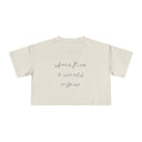 Imagine a World Where — Back Story Crop Tee