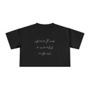 Imagine a World Where — Back Story Crop Tee