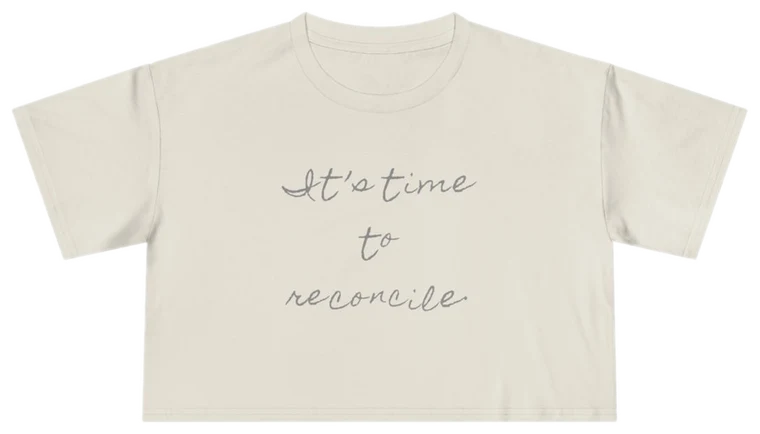 It's Time to Reconcile — Back Story Crop Tee